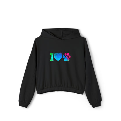 I Heart Paws. Women's Cinched Bottom Hoodie