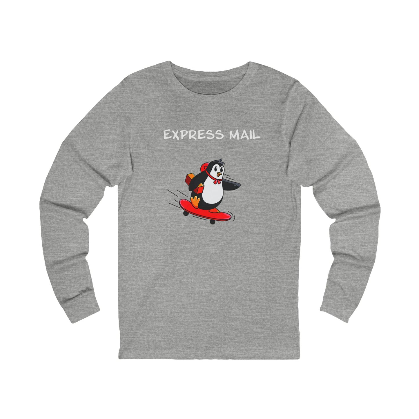 Express Mail Penguin Shirt – Funny Animal Graphic Long Sleeve Tee- Unisex