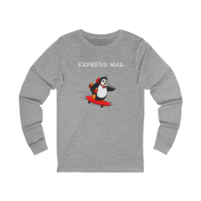 Express Mail Penguin Shirt – Funny Animal Graphic Long Sleeve Tee- Unisex