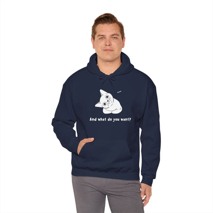 Vexing Cat Wondering What You Want.  Unisex Hooded Sweatshirt.