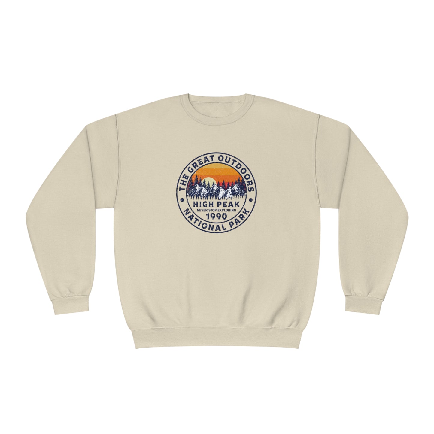 Never Stop Exploring. High Peak National Park. Unisex NuBlend® Crewneck Sweatshirt