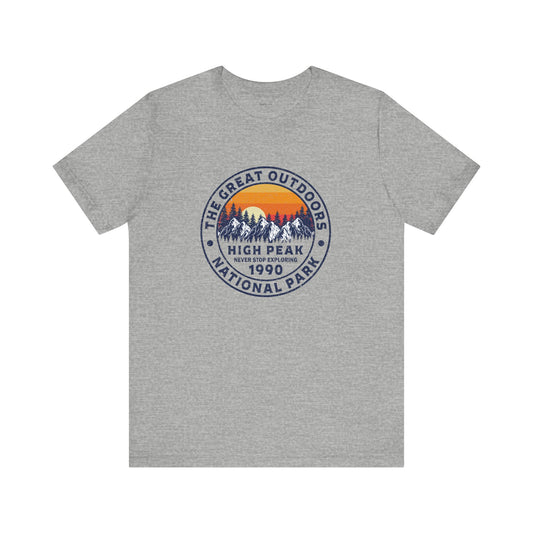 Never Stop Exploring. High Peak National Park. Unisex Jersey Short Sleeve Tee