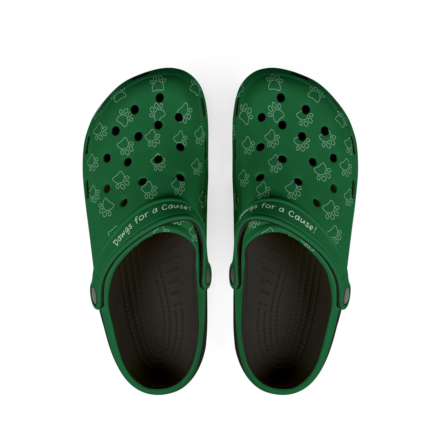 Green Dog Paw Print Rubber Clogs For Men