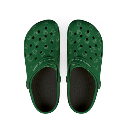 Green Dog Paw Print Rubber Clogs For Men