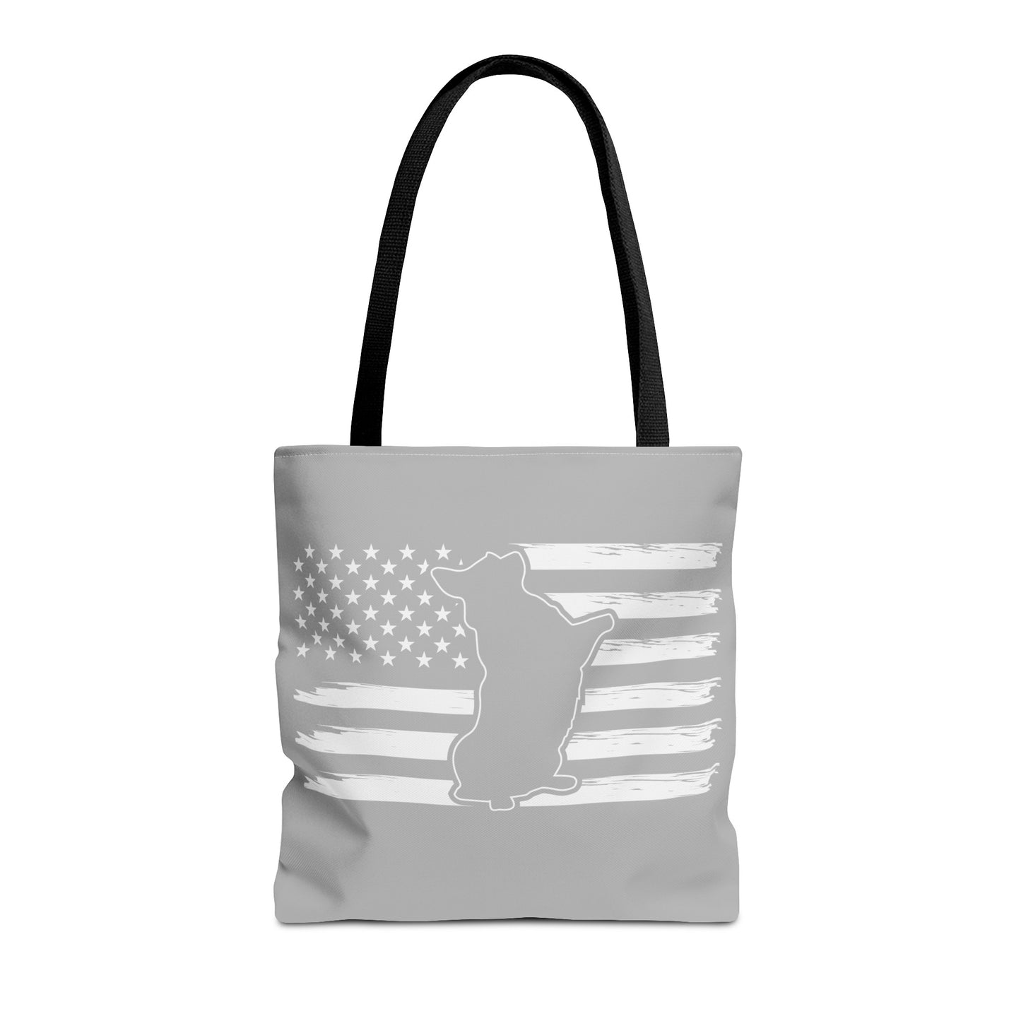 Charlie The American Flag Dog. Gray Tote Bag