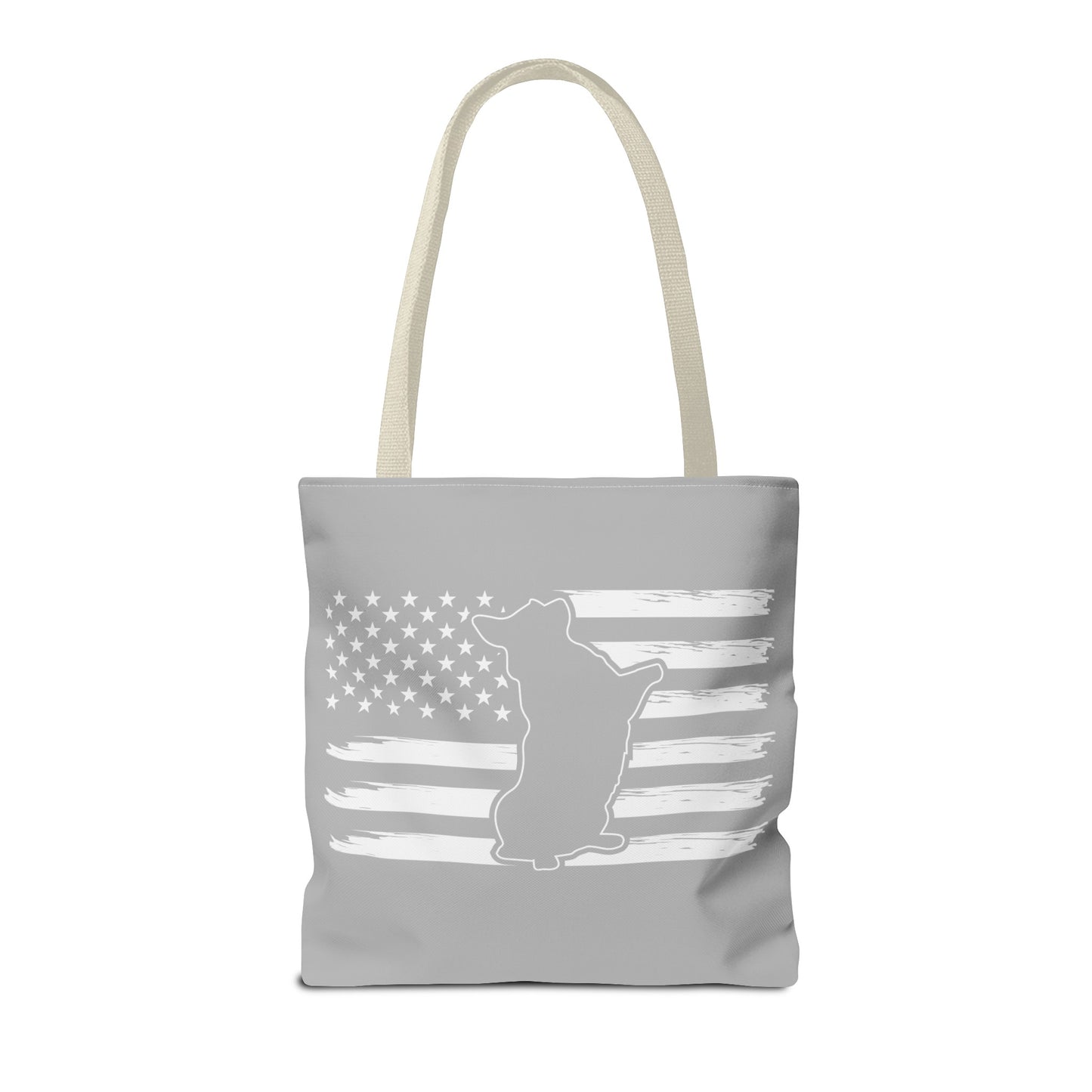 Charlie The American Flag Dog. Gray Tote Bag