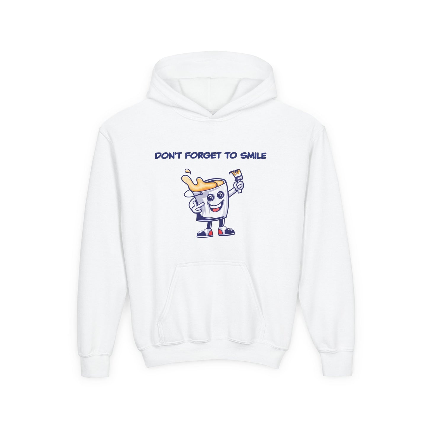 Don't Forget To Smile- Retro Smiling Paint Can Design. Kids Hooded Sweatshirt