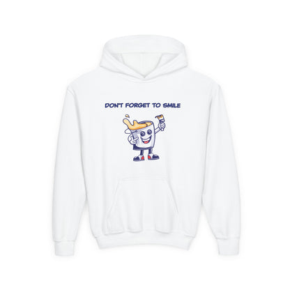 Don't Forget To Smile- Retro Smiling Paint Can Design. Kids Hooded Sweatshirt