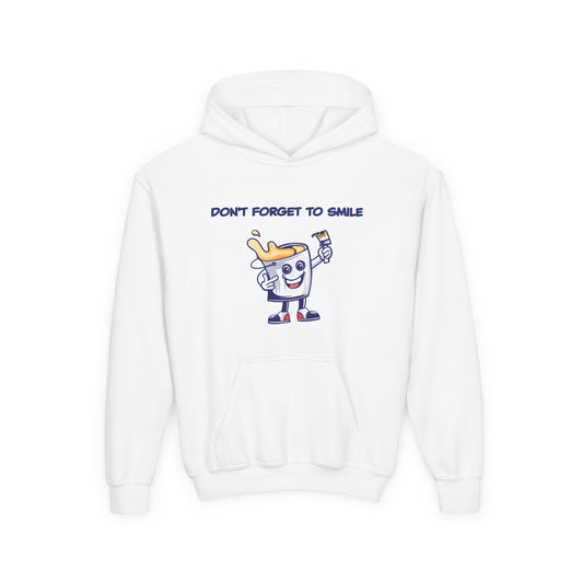 Don't Forget To Smile- Retro Smiling Paint Can Design. Kids Hooded Sweatshirt