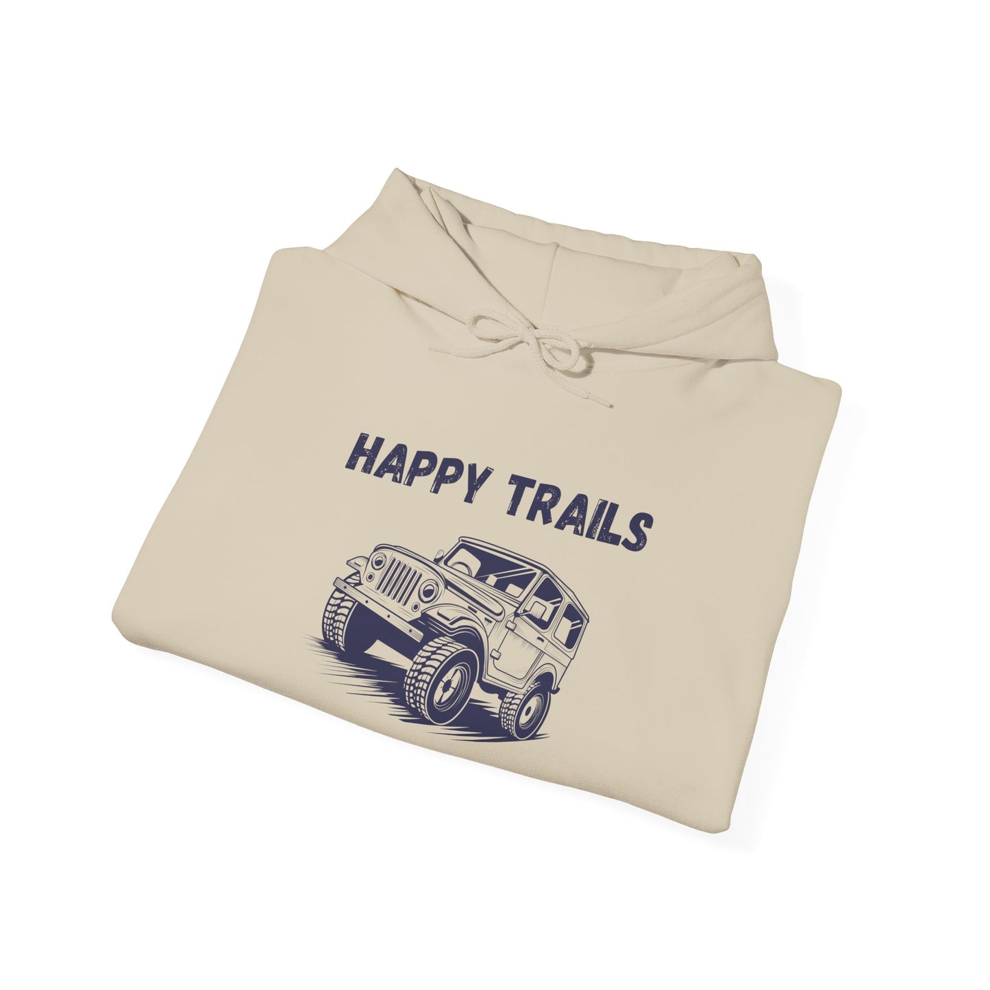 Happy Trails Unisex Hooded Sweatshirt, Cozy Outdoor Hoodie, Perfect Gift for Adventurers, Casual Wear, Great for Road Trips