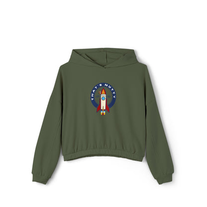That's Nutty On A Rocket Ship. Women's Cinched Bottom Hoodie