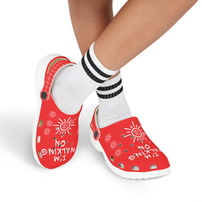 I'm Walking On Sunshine Rubber Clogs for Boys- Red