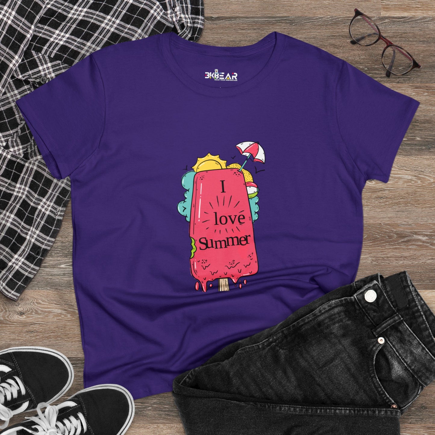 I Love Summer. Women's Midweight Cotton Tee