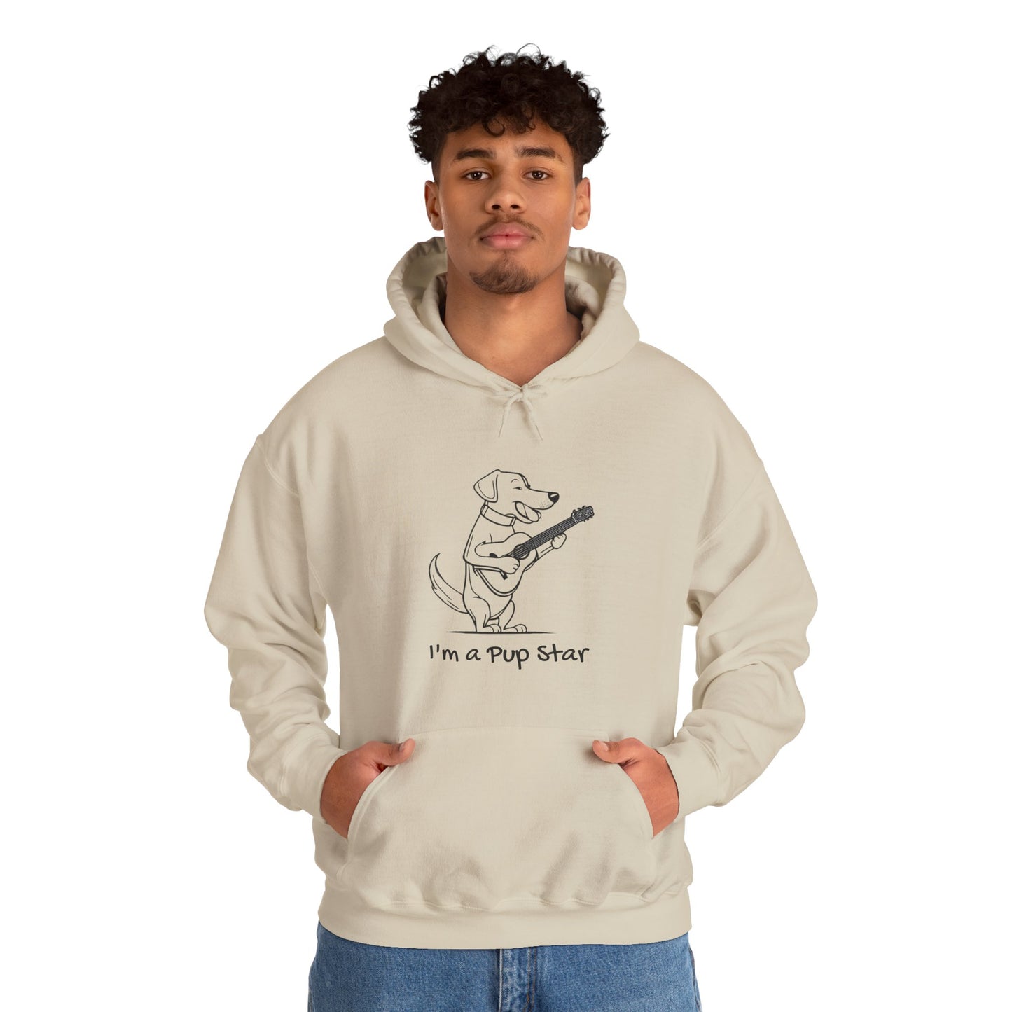 Dog With a Guitar. I'm a Pup Star. Unisex Hooded Sweatshirt.