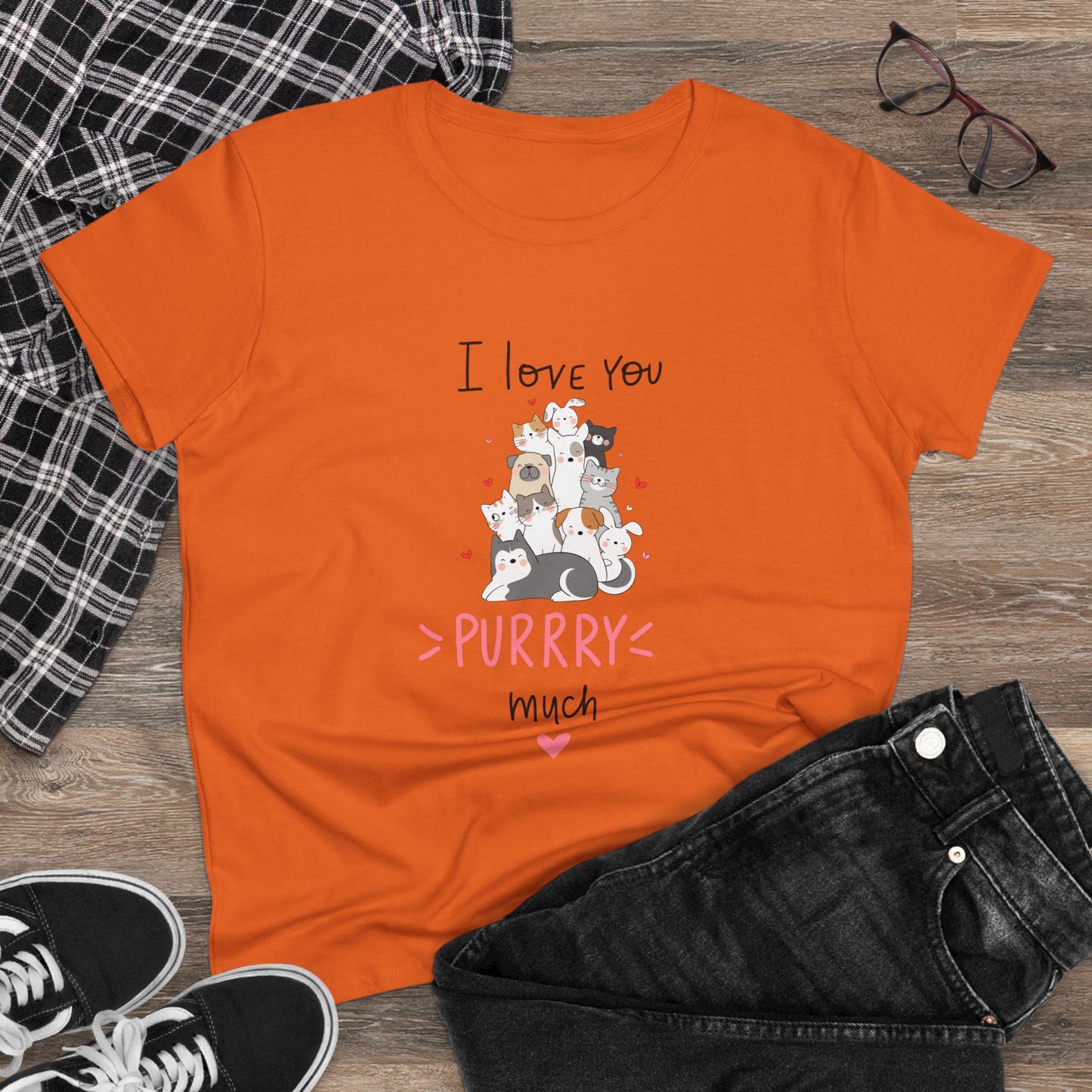 Adorable Animals that Love You Purry Much. Women's Midweight Cotton Tee
