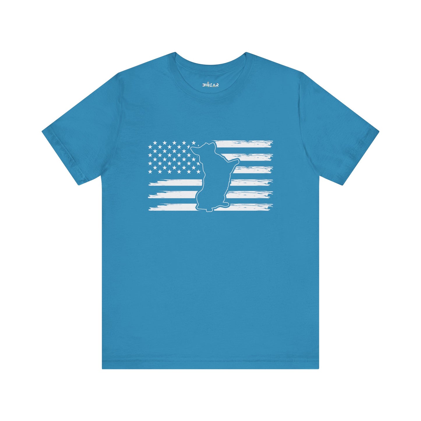 Charlie The American Flag Dog.  Unisex Jersey Short Sleeve Tee