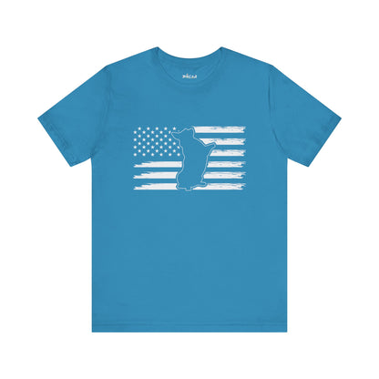 Charlie The American Flag Dog.  Unisex Jersey Short Sleeve Tee