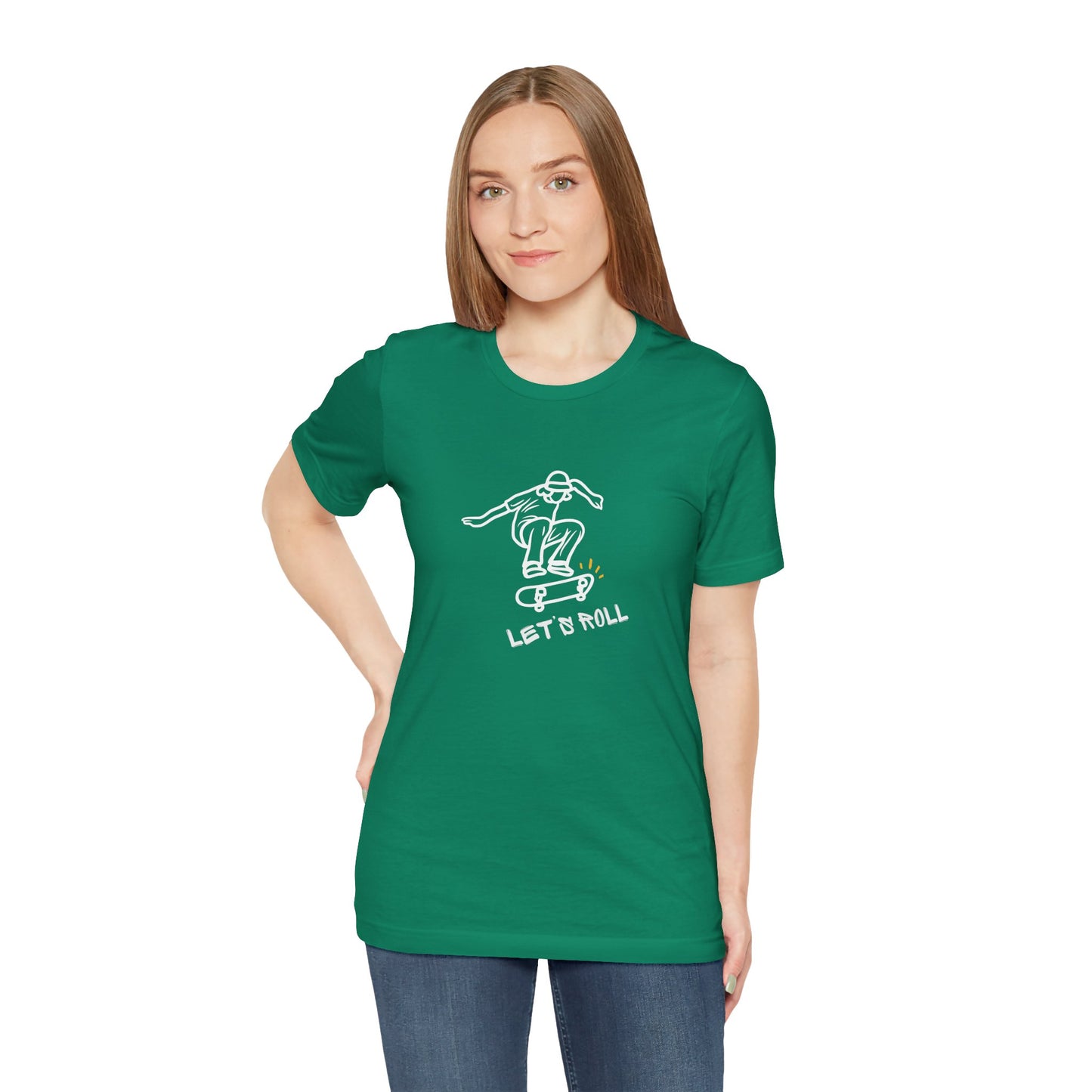 Let's Roll Skateboarder. Unisex Jersey Short Sleeve Tee