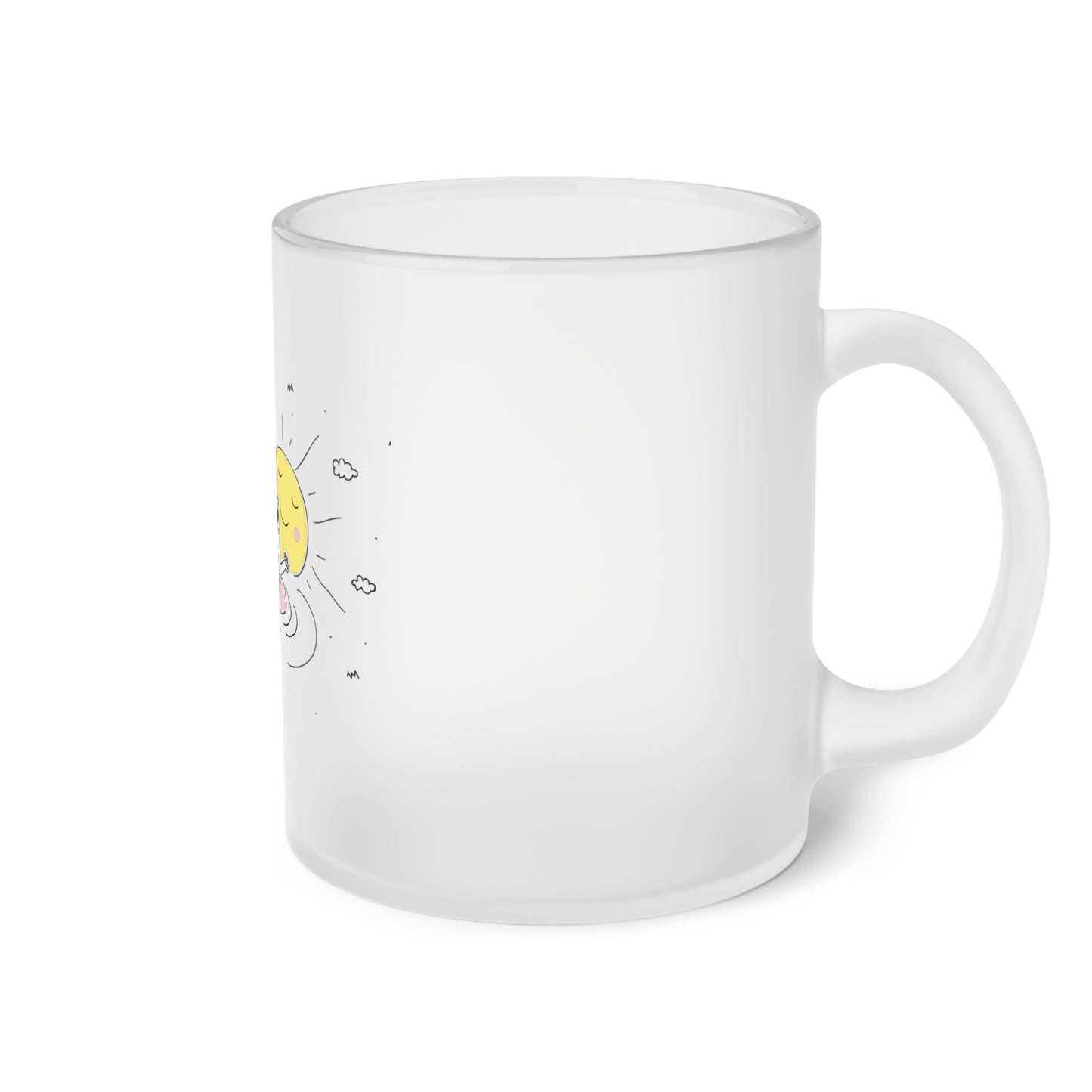 Jingles The Summertime Cat. Frosted Glass Mug