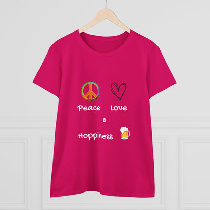 Peace, Love and Hoppiness. Women's Midweight Cotton Tee