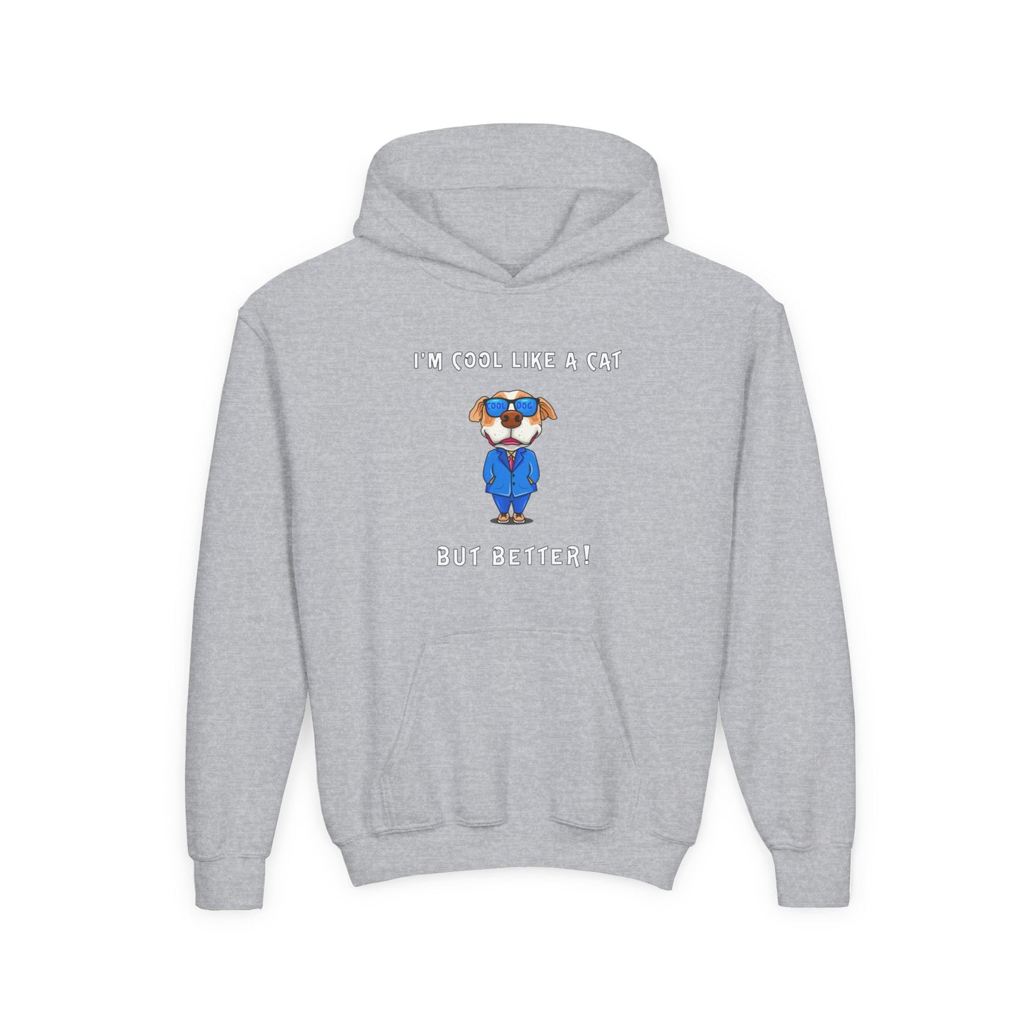 Cool Like A Cat Dog Youth Hoodie - Cool Dog with Glasses