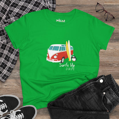 Surfs Up Dude. Women's Midweight Cotton Tee