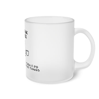 Cat Drinking Coffee To Kick Start The day and Do Things. Frosted Glass Mug