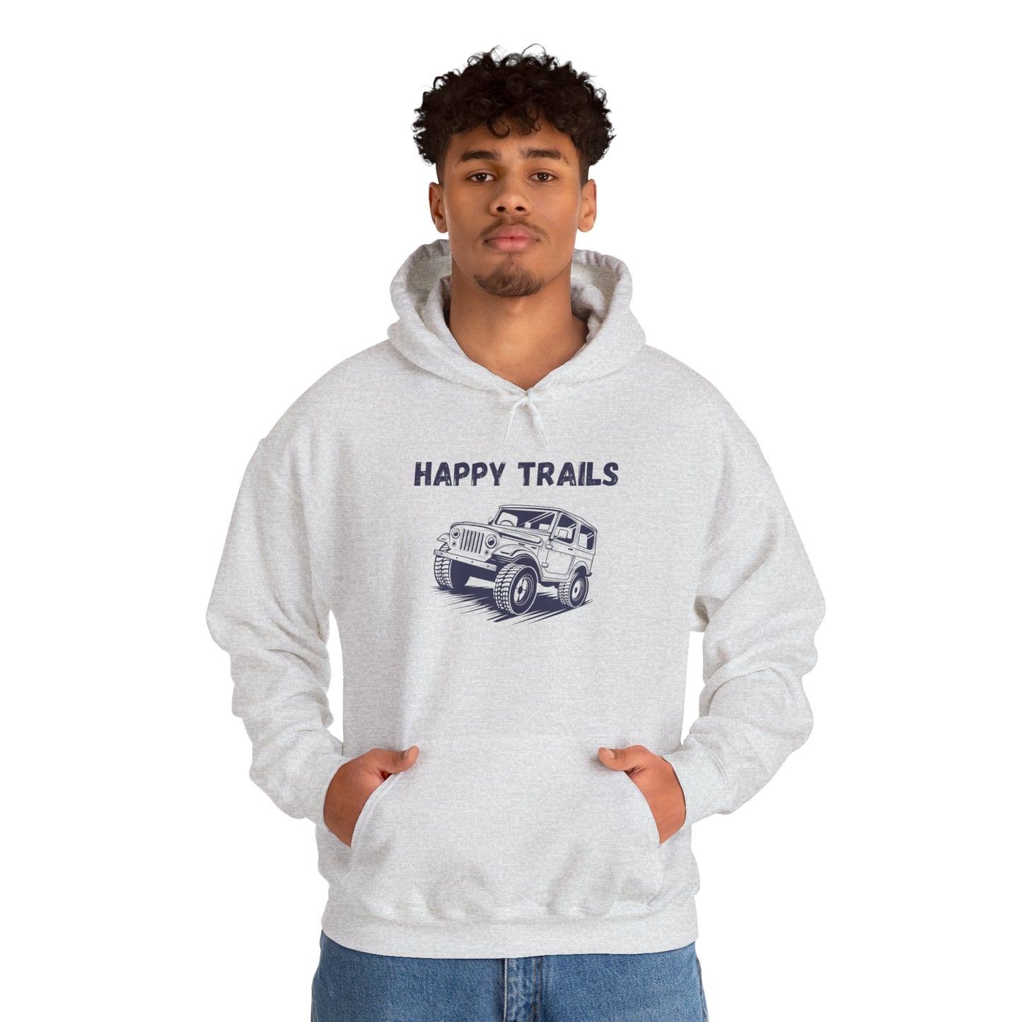 Happy Trails Unisex Hooded Sweatshirt, Cozy Outdoor Hoodie, Perfect Gift for Adventurers, Casual Wear, Great for Road Trips