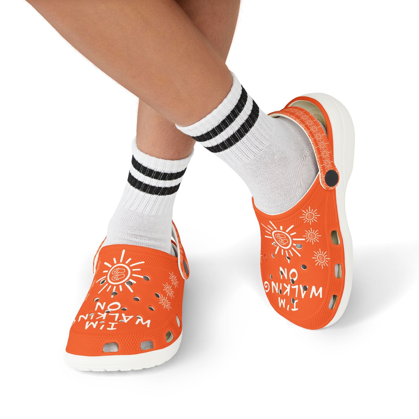 I'm Walking On Sunshine Rubber Clogs for Girls- Orange Crush