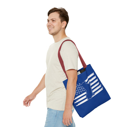 Charlie The American Flag Dog. Royal Blue Tote Bag