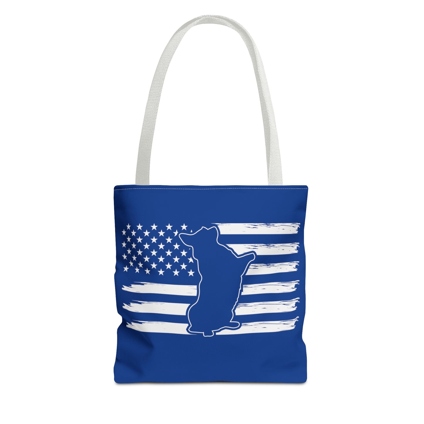 Charlie The American Flag Dog. Royal Blue Tote Bag