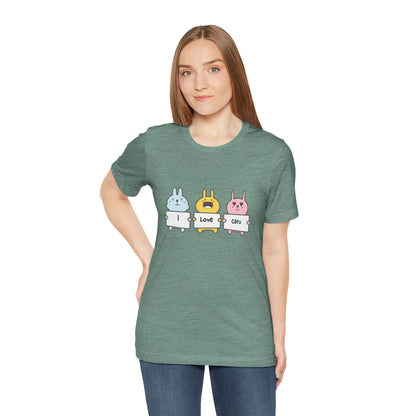 I Love Cats. Women's Unisex Jersey Short Sleeve Tee