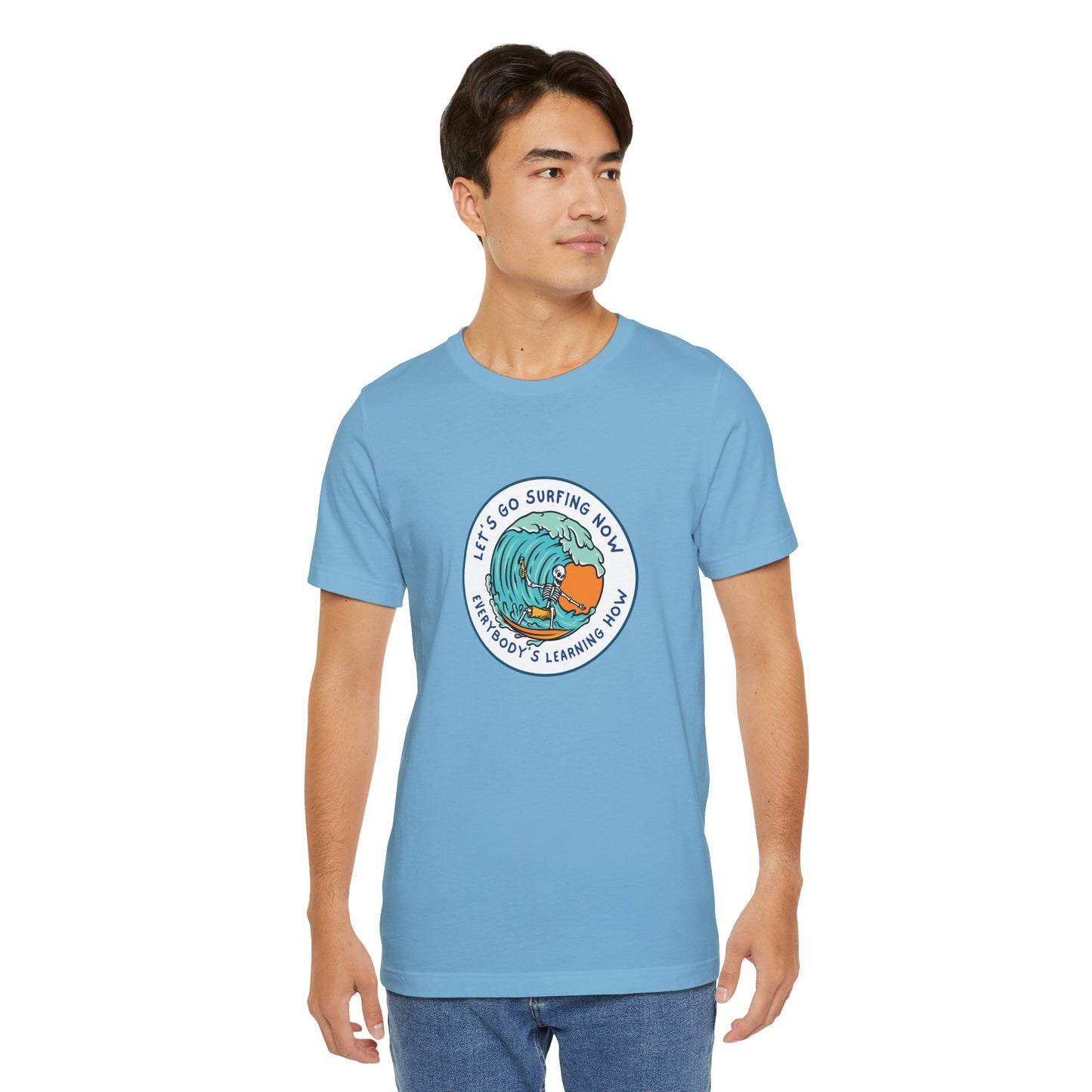 Let's Go Surfing Now. Everybody's Learning How. Unisex Jersey Short Sleeve Tee