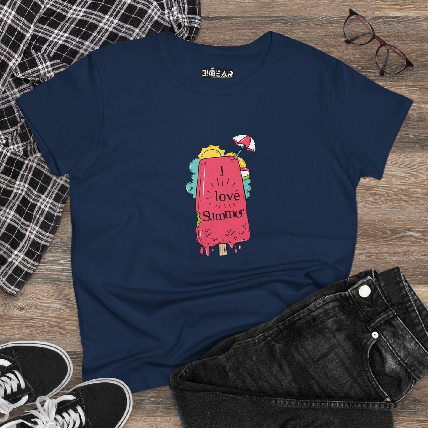 I Love Summer. Women's Midweight Cotton Tee