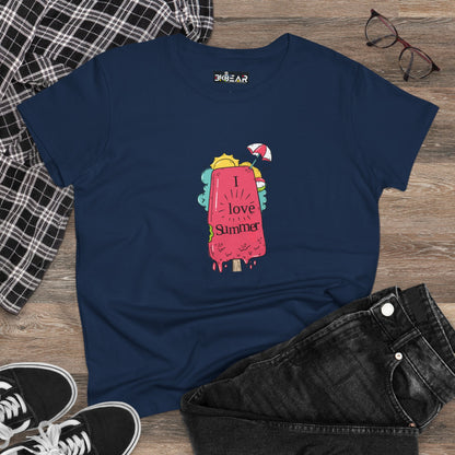 I Love Summer. Women's Midweight Cotton Tee