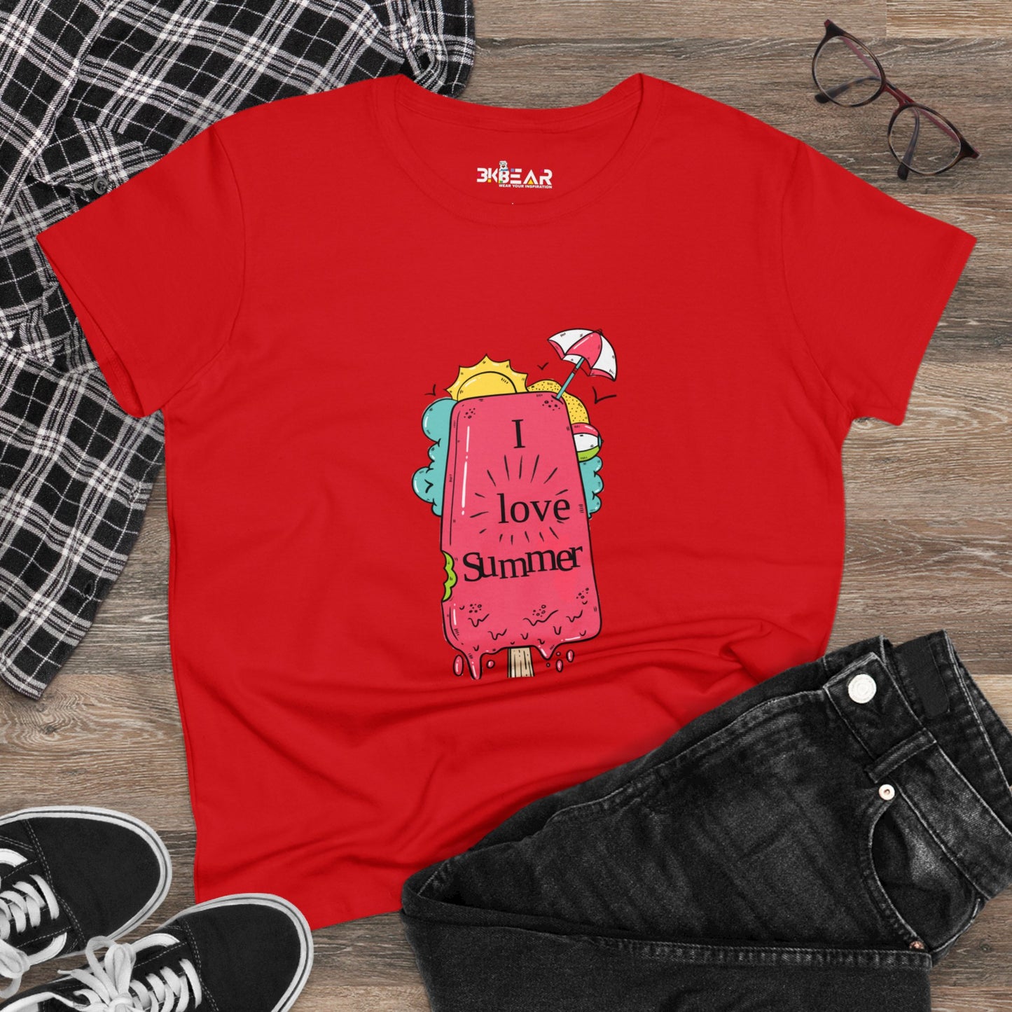 I Love Summer. Women's Midweight Cotton Tee