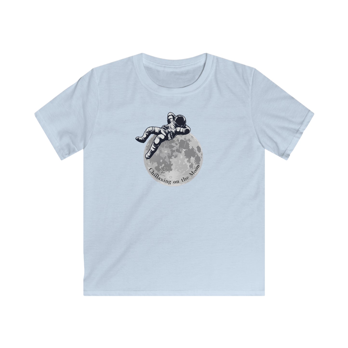 Chillaxing on The Moon.  Kids Softstyle Tee