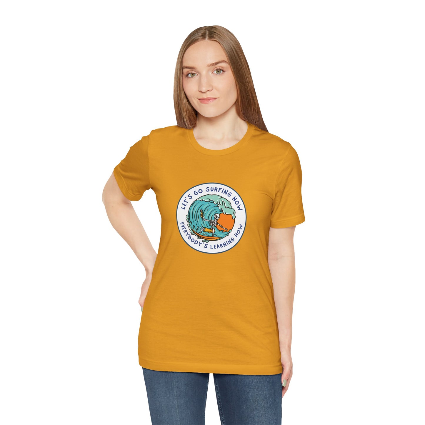 Let's Go Surfing Now. Everybody's Learning How. Unisex Jersey Short Sleeve Tee