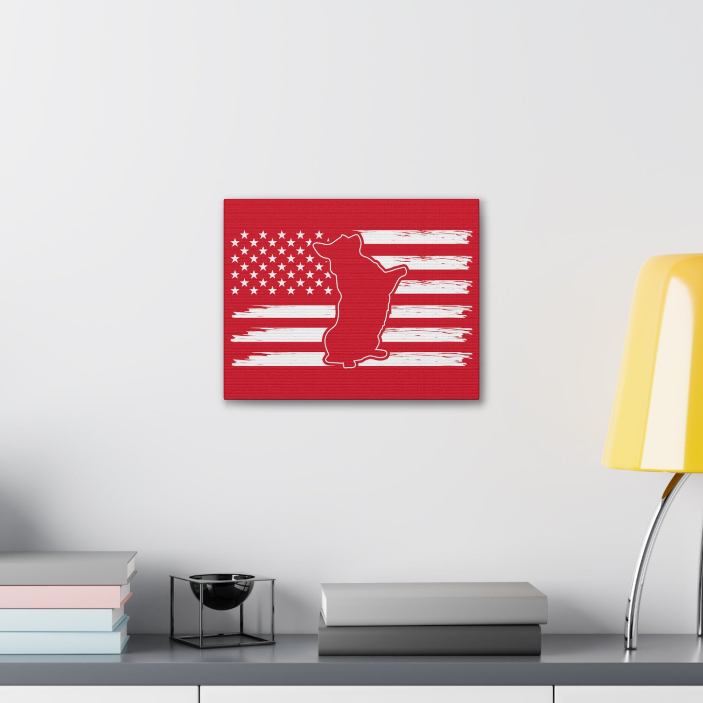 Charlie The American Flag Dog. Canvas Gallery Wraps