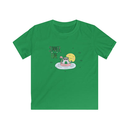 Jingles The Summertime Cat. Kids Softstyle Tee