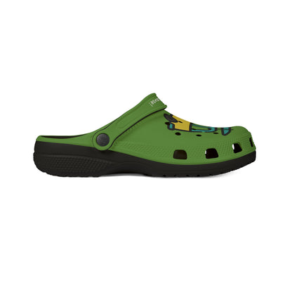 Summer Vibing Van Lite Green Rubber Clogs For Men