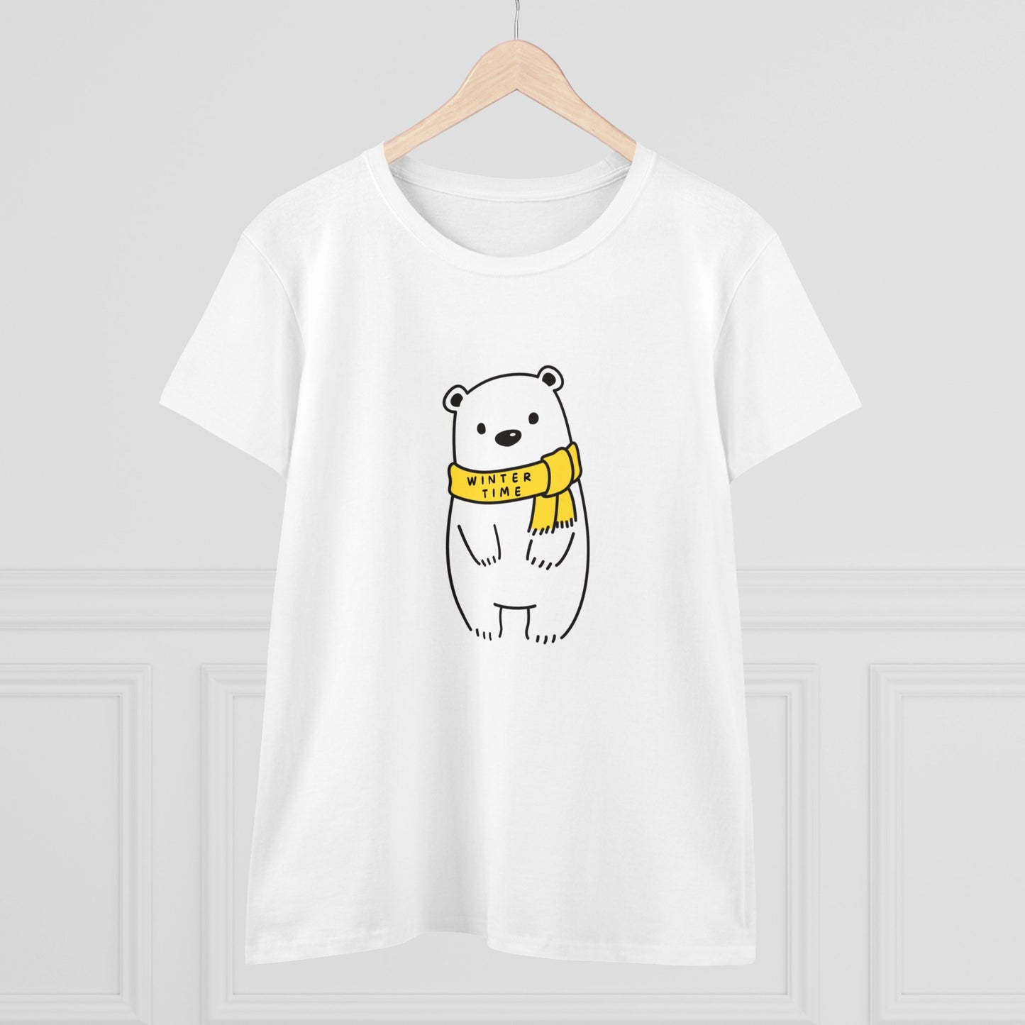 Winter Time BK Bear. .  Women's Midweight Cotton Tee