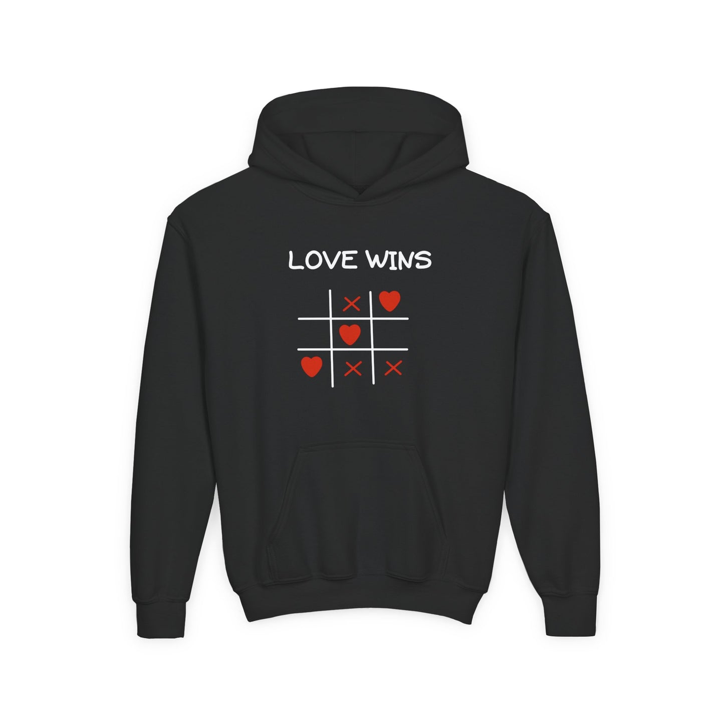 Love Wins Retro Tic Tac Dough Design - Kids Hooded Sweatshirt