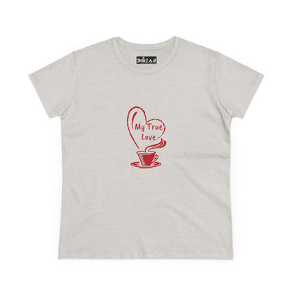 I Heart Coffee. Red. Women's Midweight Cotton Tee