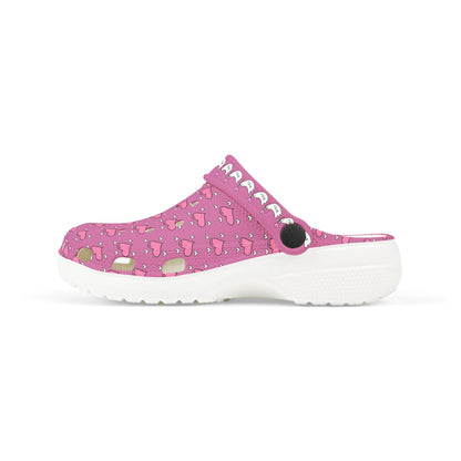 To cute Heart Icon Rubber Clogs for Girls- Pink