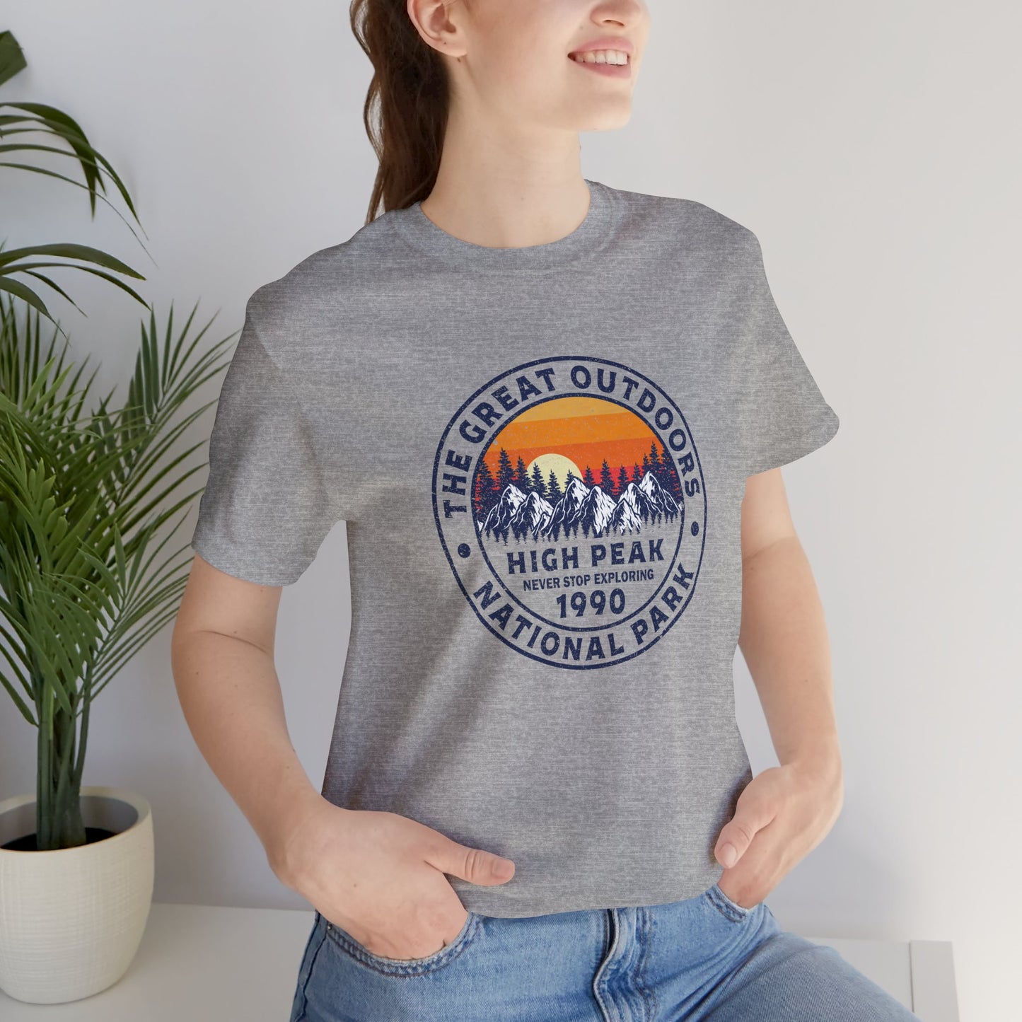 Never Stop Exploring. High Peak National Park. Unisex Jersey Short Sleeve Tee