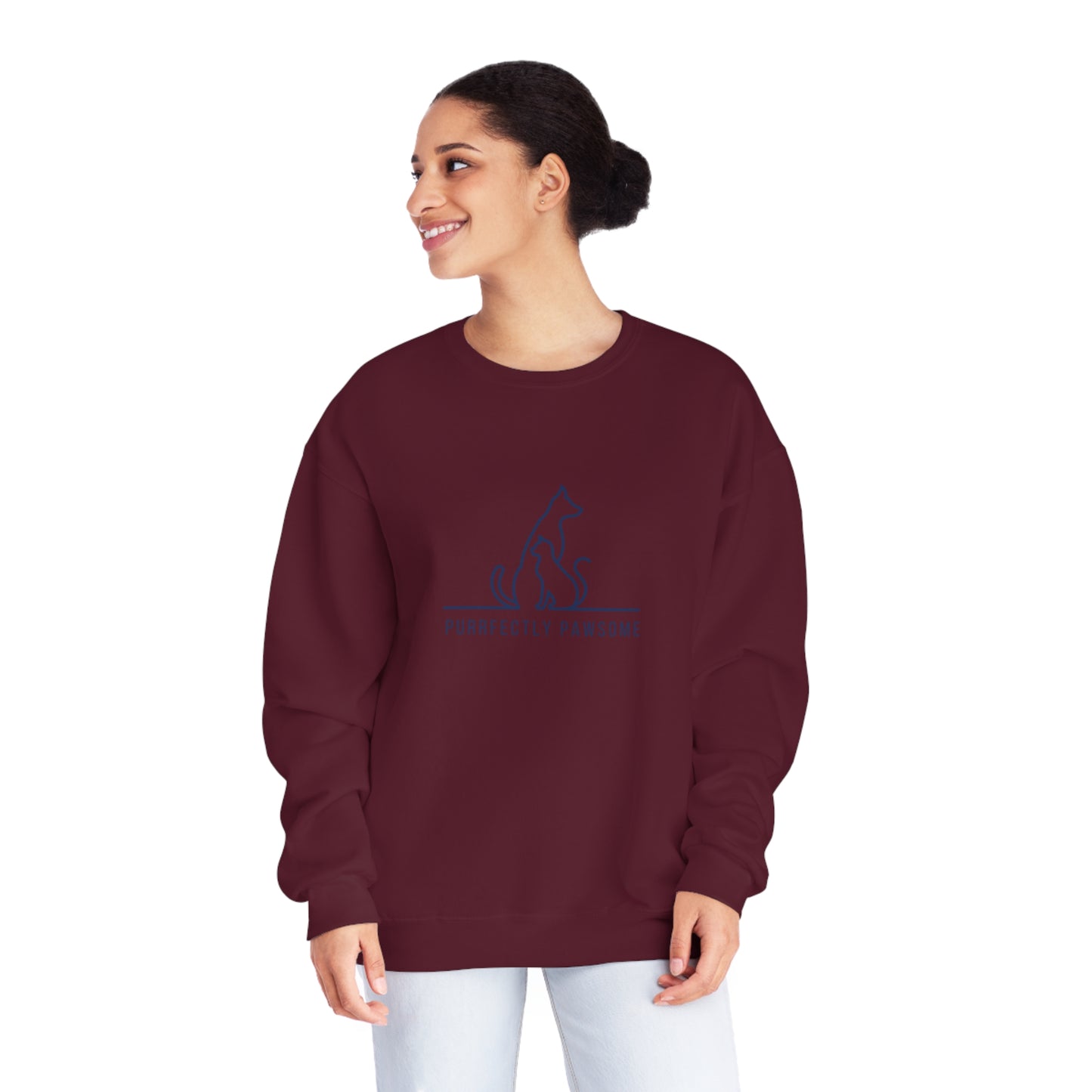 Purrfectly Pawsome Dog an Cat Silhouette. Unisex NuBlend® Crewneck Sweatshirt