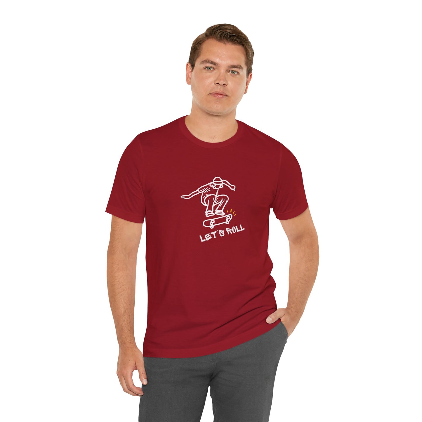 Let's Roll Skateboarder. Unisex Jersey Short Sleeve Tee