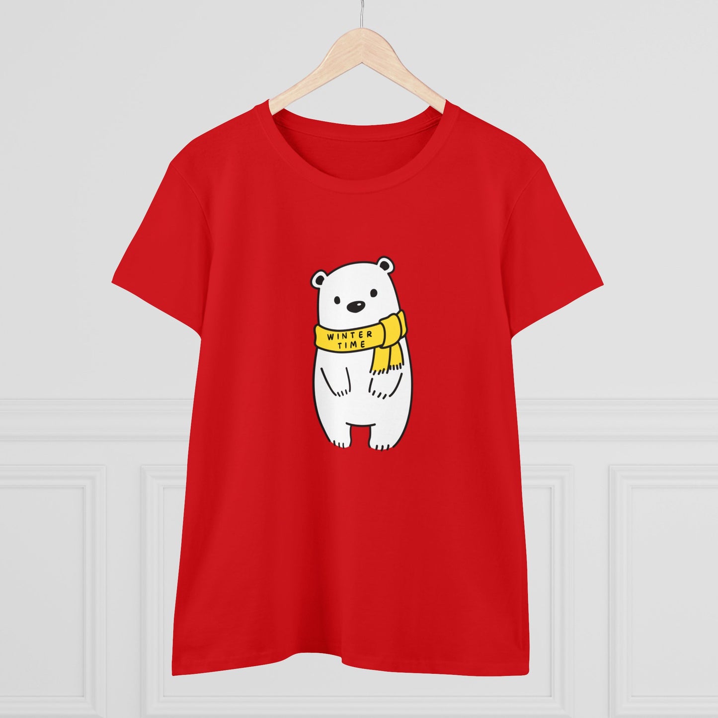 Winter Time BK Bear. .  Women's Midweight Cotton Tee