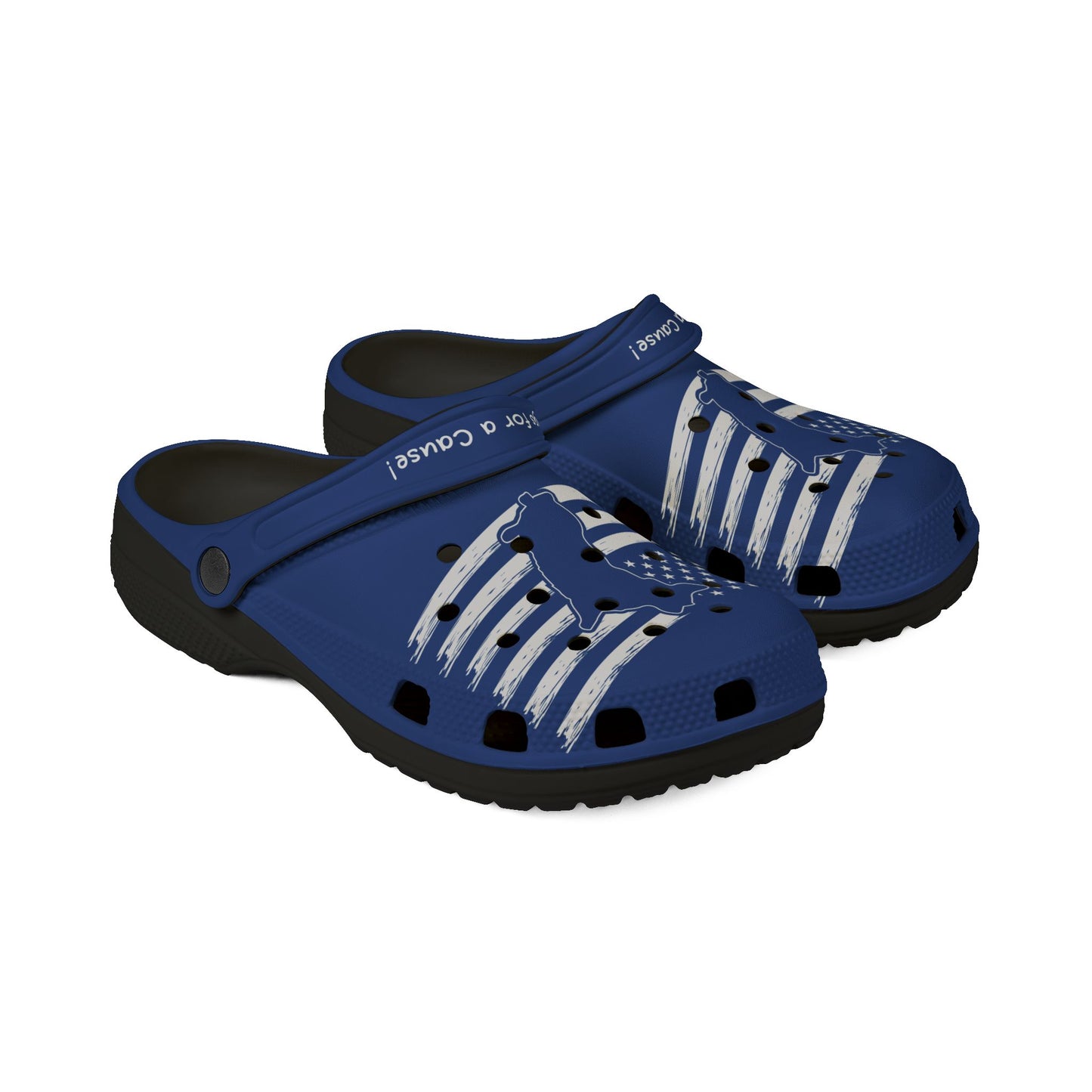 American Flag Dog Rubber Clogs For Men- Navy